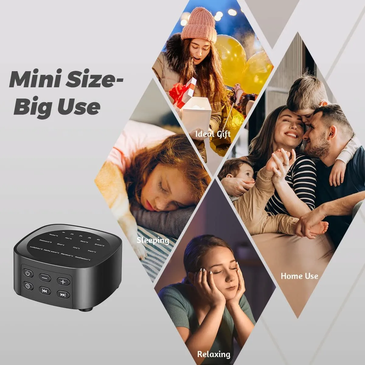 Sleepbox Sound Machines with 36 Volume Levels 5 Timers and Visible Sound Catalog Portable Soothing Sounds and Memory Function Sleep White Noise Machine for Home Office and Travel