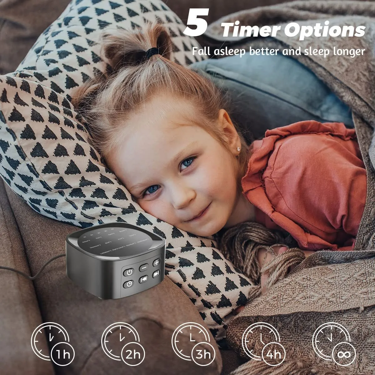 Sleepbox Sound Machines with 36 Volume Levels 5 Timers and Visible Sound Catalog Portable Soothing Sounds and Memory Function Sleep White Noise Machine for Home Office and Travel