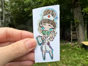 Sticker | 22E | Nurse | Waterproof Vinyl Sticker | White | Clear | Permanent | Removable | Window Cling | Glitter | Holographic
