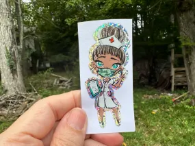 Sticker | 22H | Nurse | Waterproof Vinyl Sticker | White | Clear | Permanent | Removable | Window Cling | Glitter | Holographic