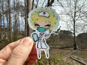 Sticker | 22J | Nurse | Waterproof Vinyl Sticker | White | Clear | Permanent | Removable | Window Cling | Glitter | Holographic