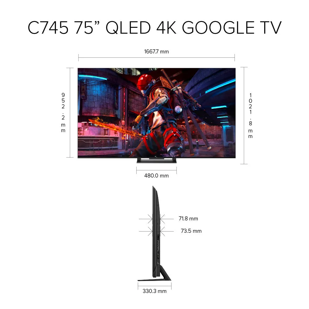 TCL C745 QLED 4K Google TV 75 inch