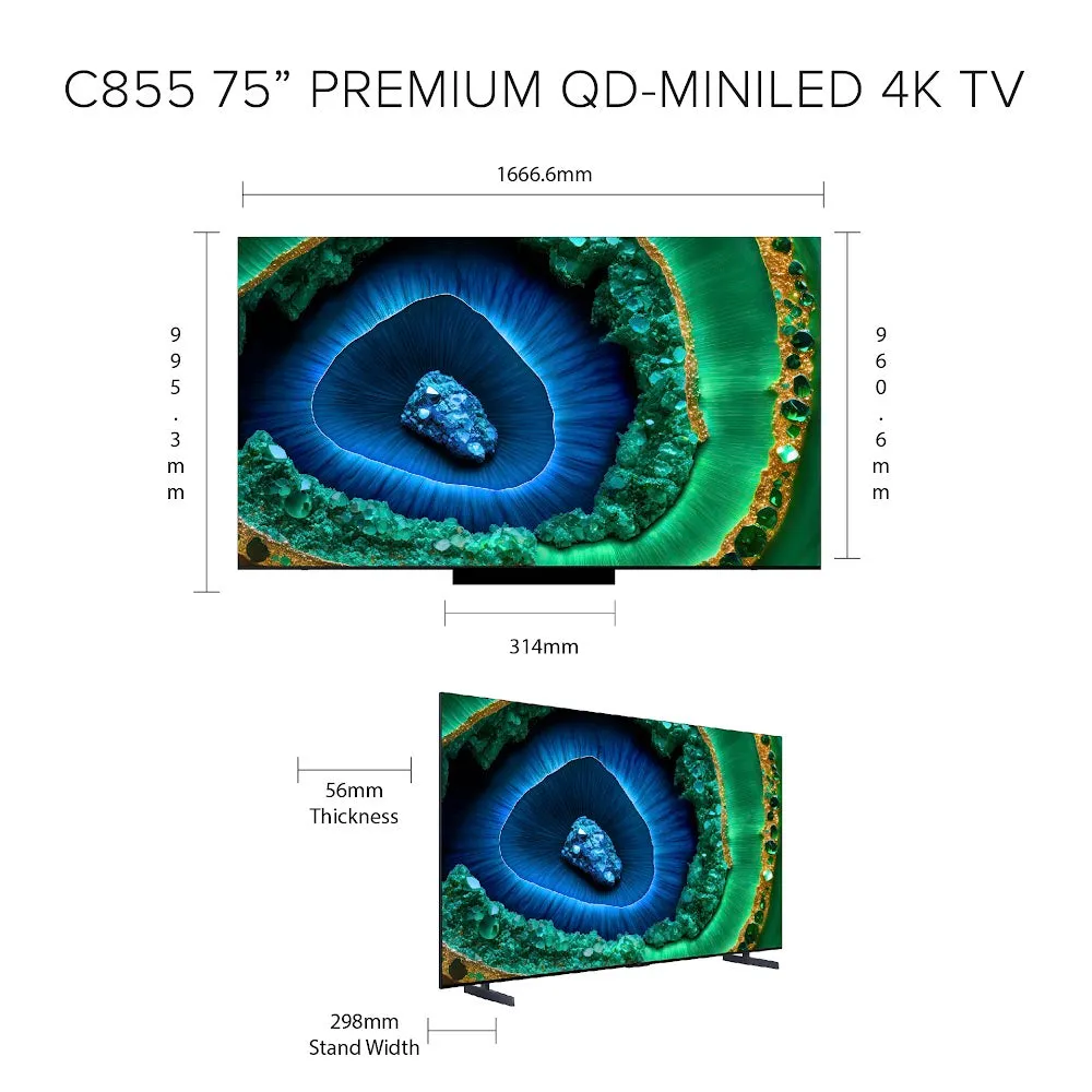 TCL C855 Premium QD-Mini LED 4K TV 75 Inch