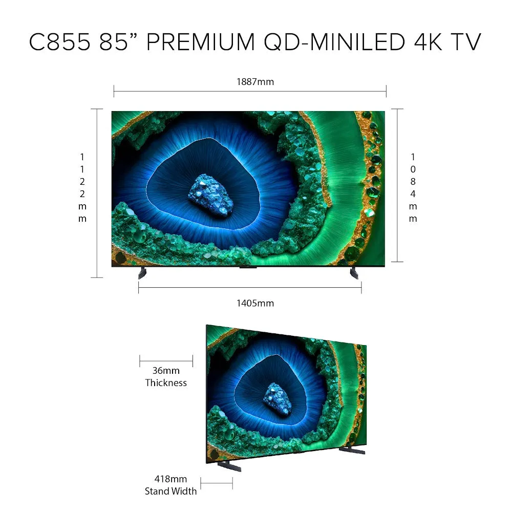 TCL C855 Premium QD-Mini LED 4K TV 85 Inch