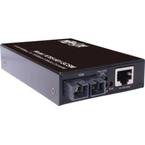 Tripp Lite by Eaton Hardened Gigabit Fiber to Ethernet Media Converter, 10/100/1000 Mbps, RJ45/SC Singlemode, -10&deg; to 60&deg;C, 10 km (6.2 mi.), TAA