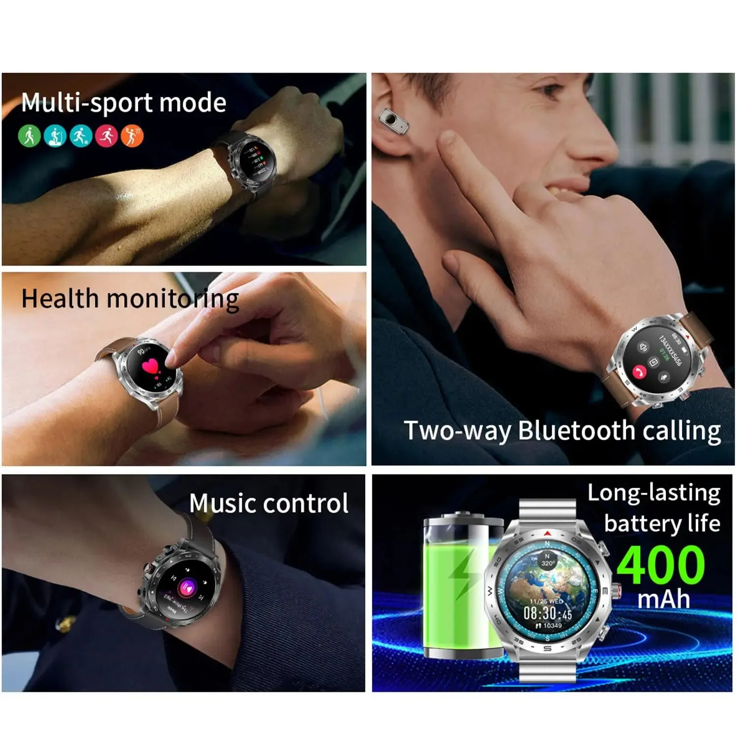 TWS Smart Watch 2-in-1 Bluetooth Earphones HIFI 9D Sound Quality Bluetooth Call For Men and Women Sports Smartwatches