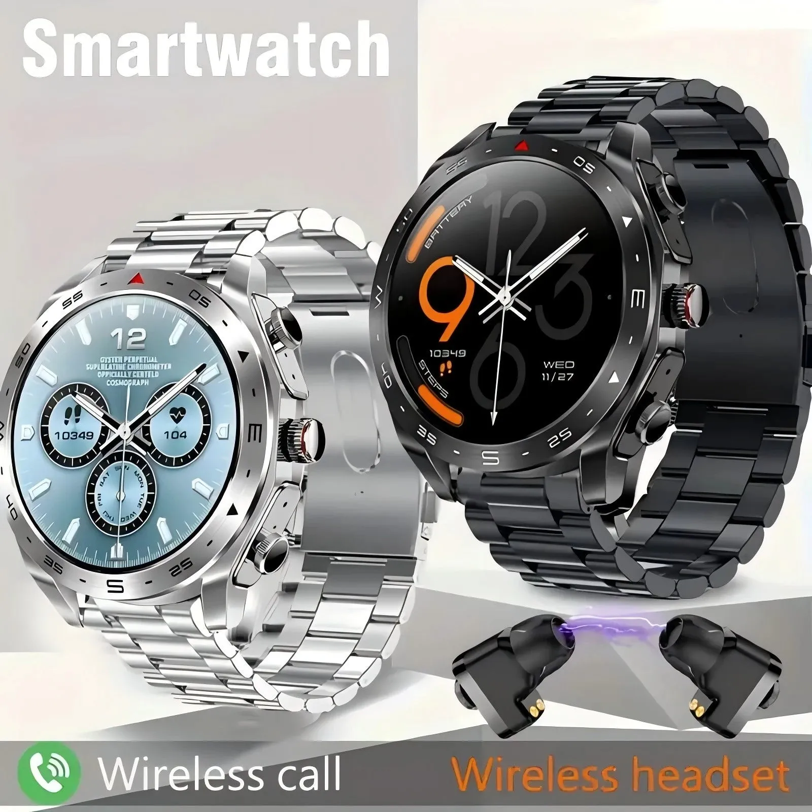 TWS Smart Watch 2-in-1 Bluetooth Earphones HIFI 9D Sound Quality Bluetooth Call For Men and Women Sports Smartwatches