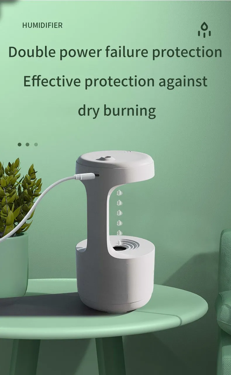 Water Drop Backflow Anti gravity Humidifier LED Time Display