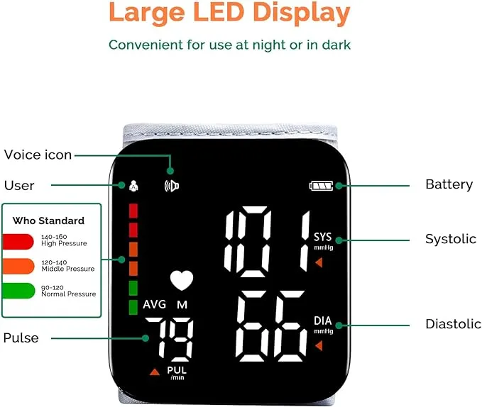 Wrist Blood Pressure Monitor Automatic Talking Wrist Blood Pressure Cuff CK-W118