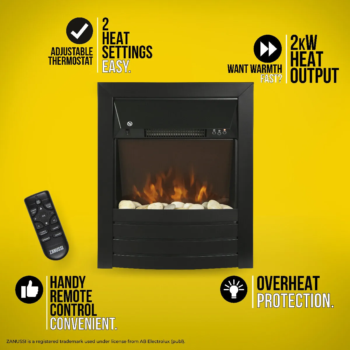 Zanussi ZEFIST1003B electric space heater Indoor Black 2000 W Fan electric space heater